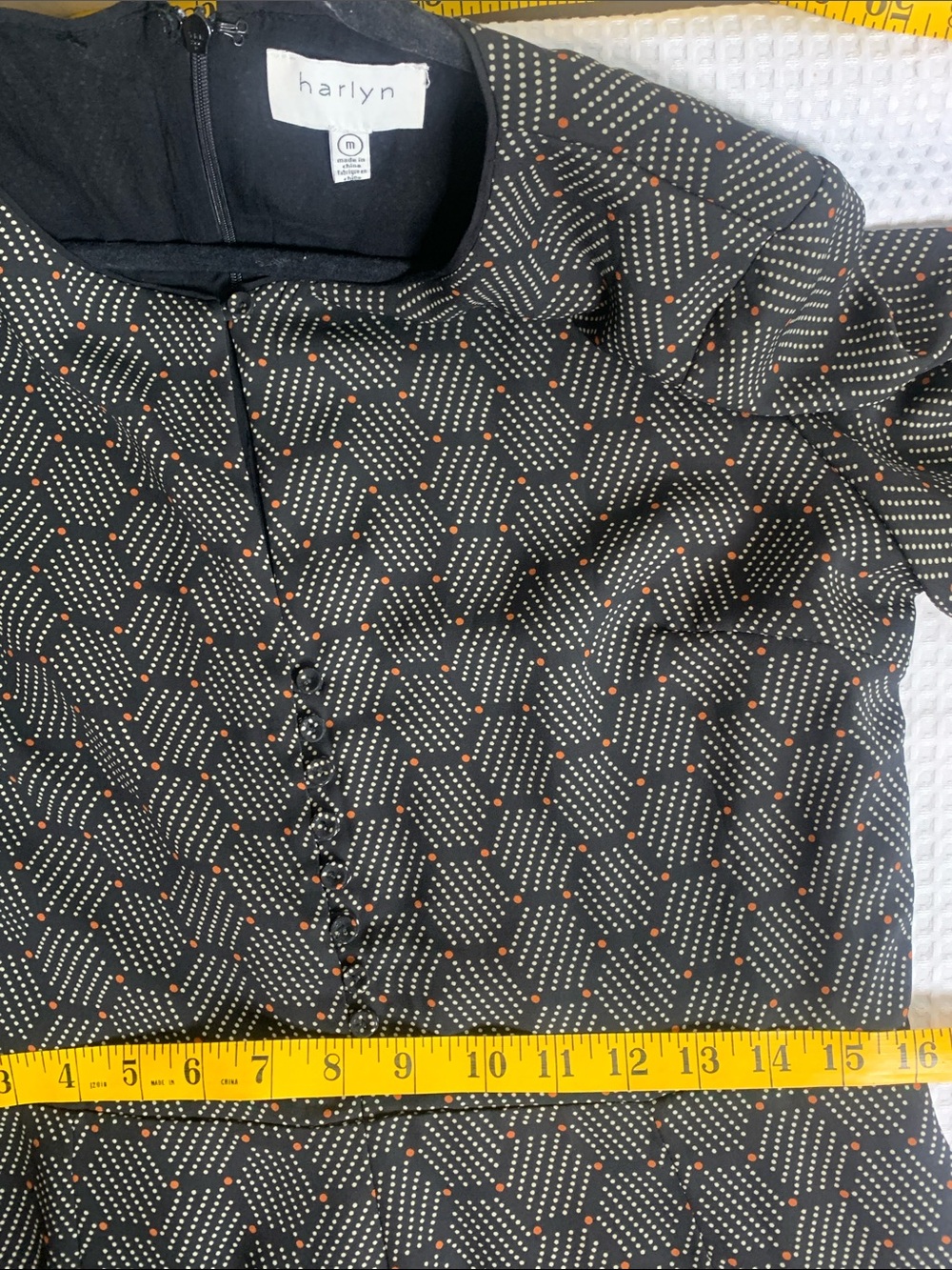 Anthropologie Harlyn Honeycomb Print Long-Sleeve Romper in Black & Cream - Picture 13 of 16